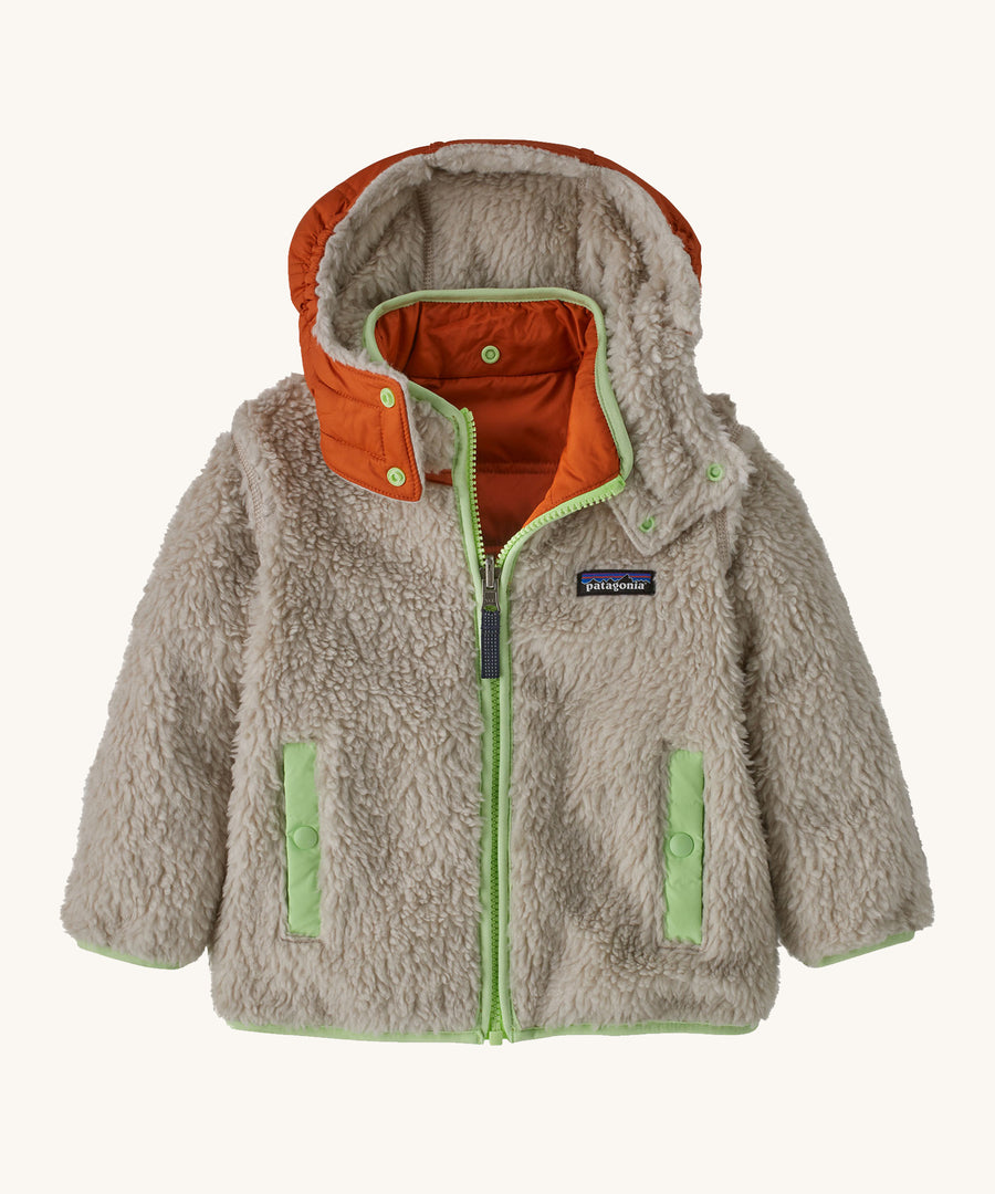 The reversible fleece side of the Patagonia Baby Reversible Tribbles Hoody - Nest Brown