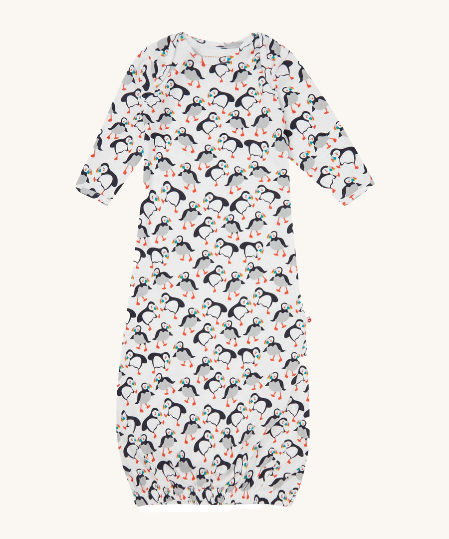 Piccalilly Puffin Baby Nightgown with a colourful puffin print