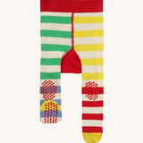 Piccalilly Hotchpotch Crawler Tights in bold, colourful stripes and gripping dots on the knees and feet