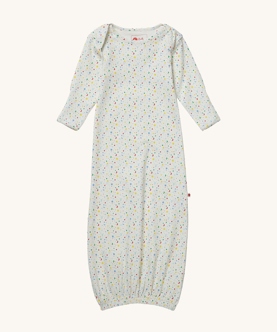 Piccalilly Ditsy Star Baby Nightgown, with colourful star and moon print