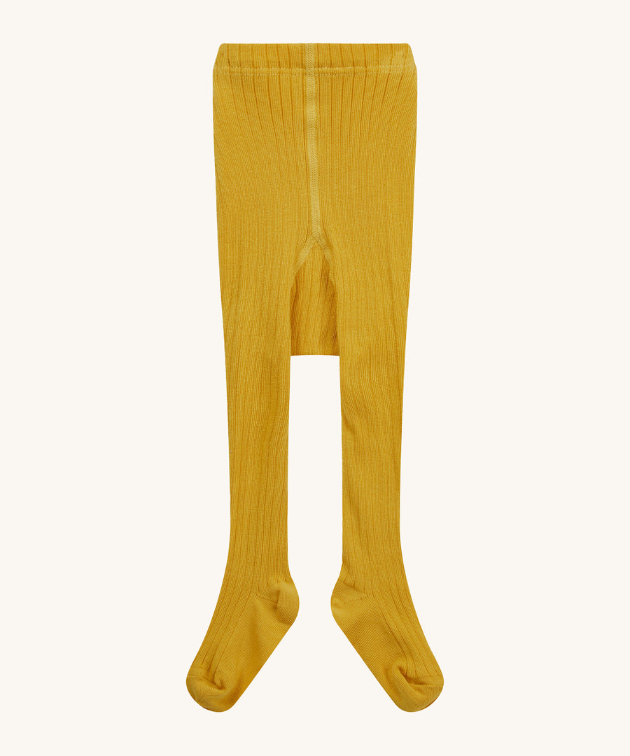 Piccalilly Mustard Ribbed Tights