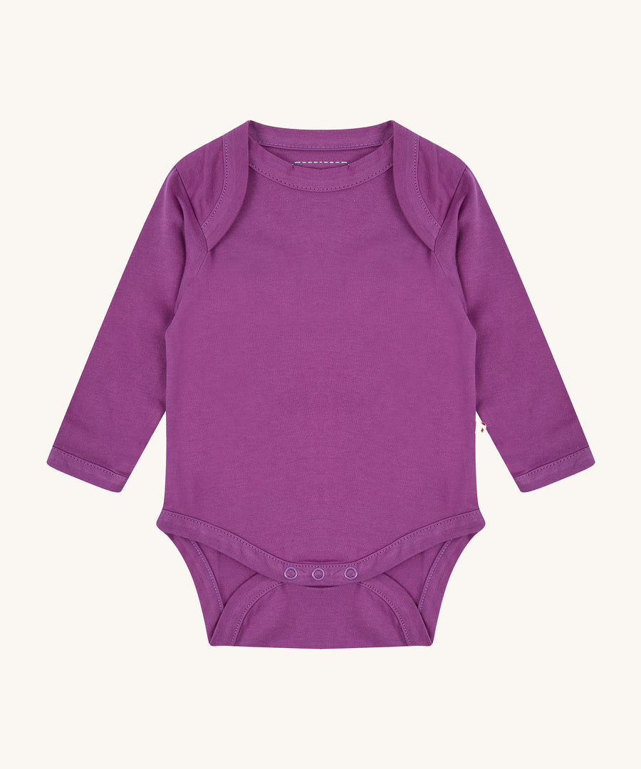 Piccalilly Purple Building Block Baby Bodysuit with long sleeves