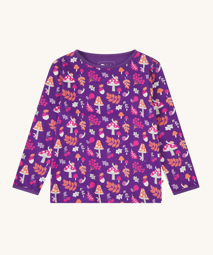 Piccalilly Woodland Treasures Long Sleeve Fitted Top with a beautiful woodland print