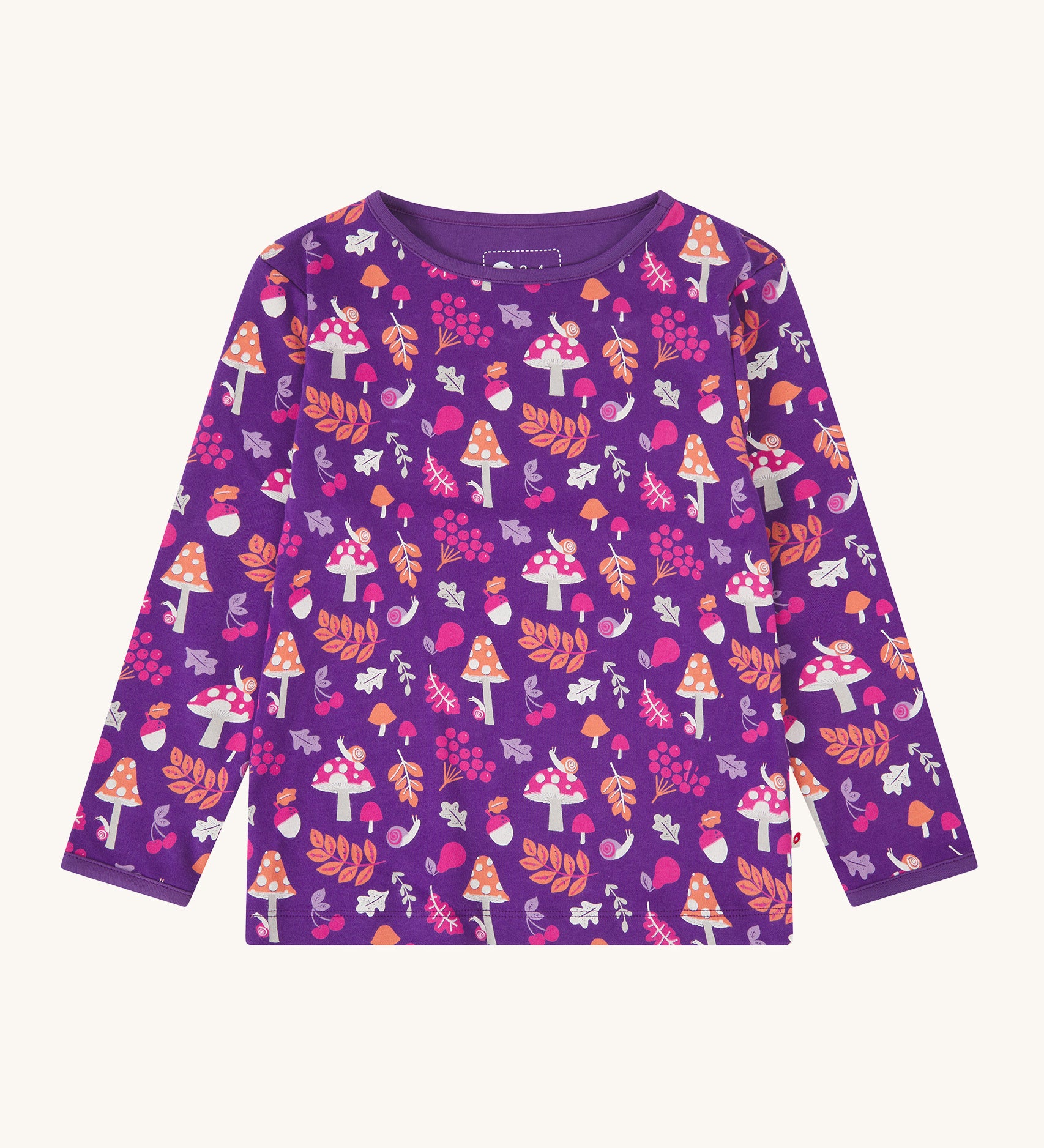 Piccalilly Woodland Treasures Long Sleeve Fitted Top with a beautiful woodland print