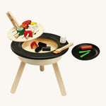 The PlanToys BBQ Playset has a removable BBQ grill to add play coal blocks and a play fire block underneath, to give a realistic play experience