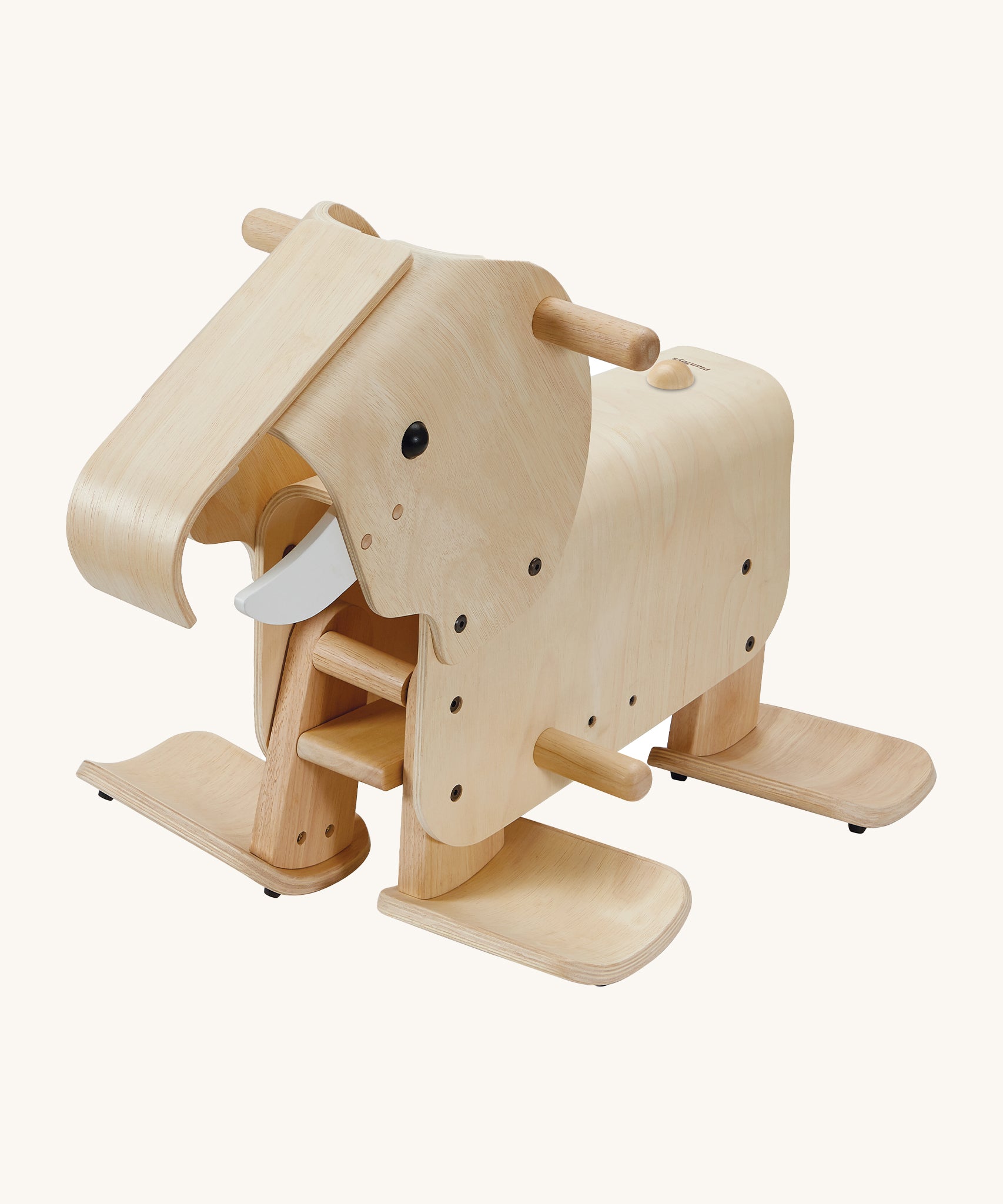 PlanToys Walking Elephant give a fun, sensory experience by simulating a walking elephant. Made from wood, with white imitation wooden tusks, foot and feet pegs and a flat back for a child to sit on