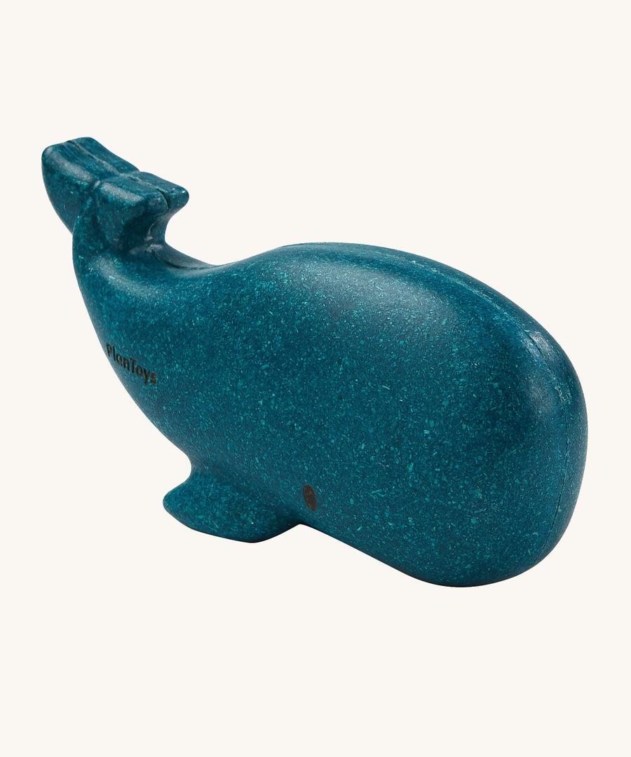 The PlanToys Whale is an adorable sea life toy for little ones. Made from PlanWood, this whale is blue with black eyes, and is on a cream background