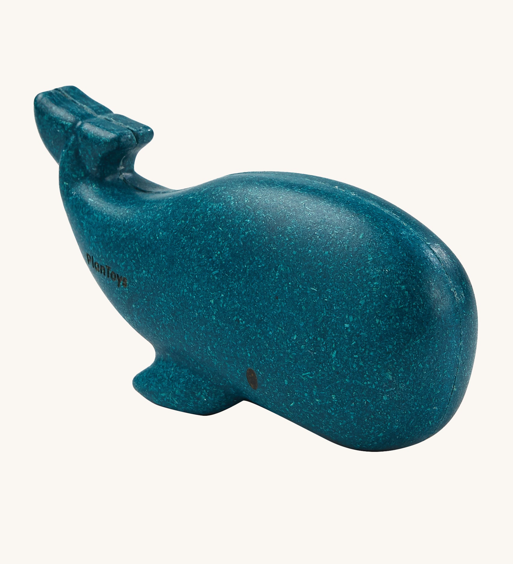 The PlanToys Whale is an adorable sea life toy for little ones. Made from PlanWood, this whale is blue with black eyes, and is on a cream background