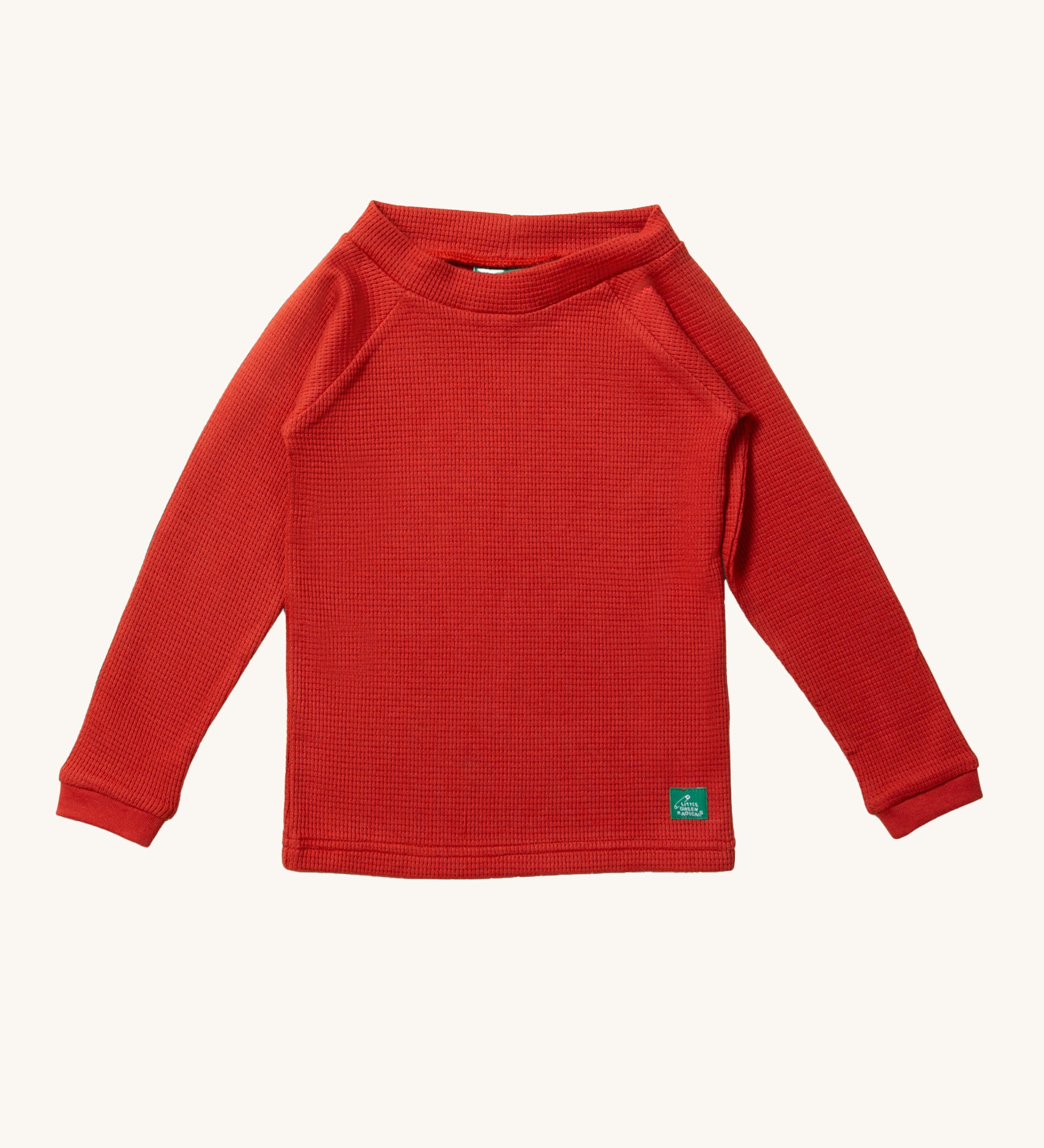 Little Green Radicals Long Sleeve Waffle Top - Hazelnut. A lovely red, long sleeve top with a waffle texture fabric