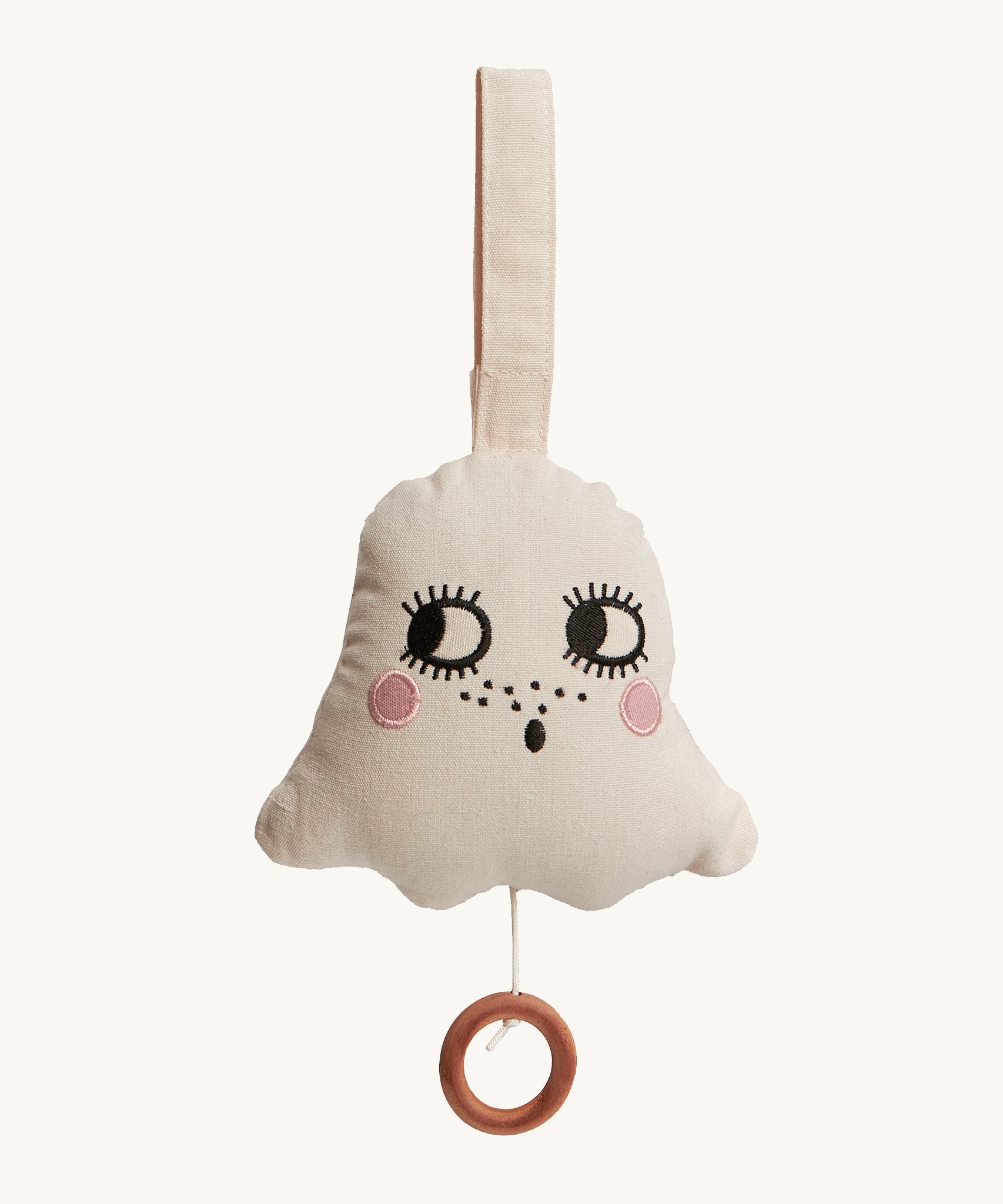 Roommate Ghost Lullaby Musical Mobile - Off White, with an adorable face and pull cord