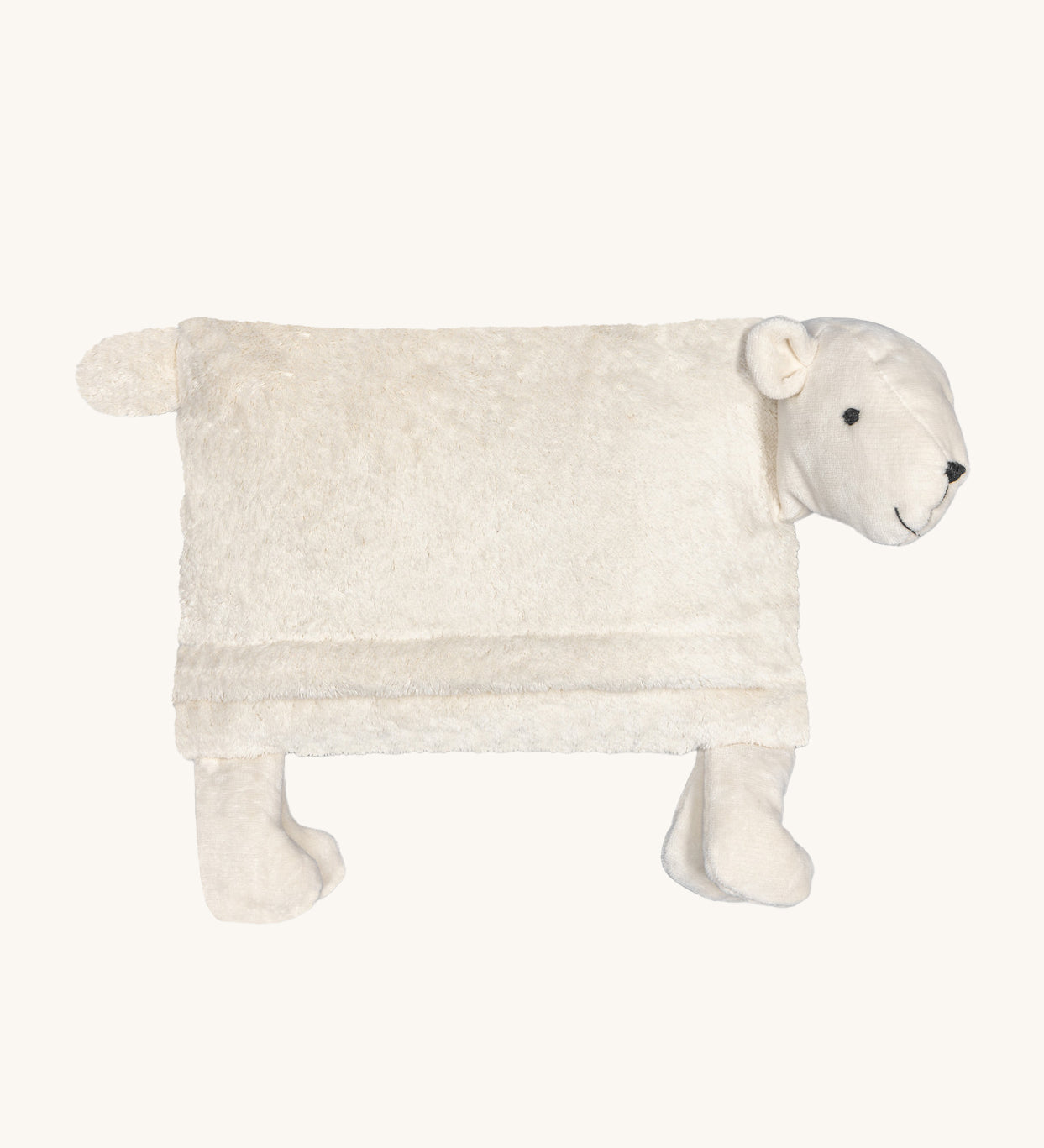 Senger Stone Pine Pillow - Bear with a white square body, a white tail and legs, a white face with small white teddy ears, on a cream background