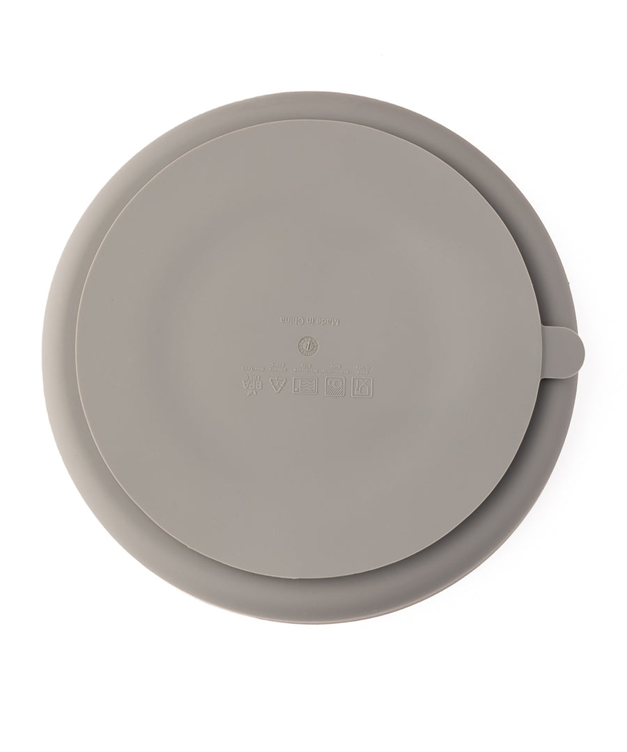 Base of Eco Rascals Silicone Baby Plate in grey.