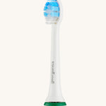 A close up of the Georganics toothbrush the the 50000spm head