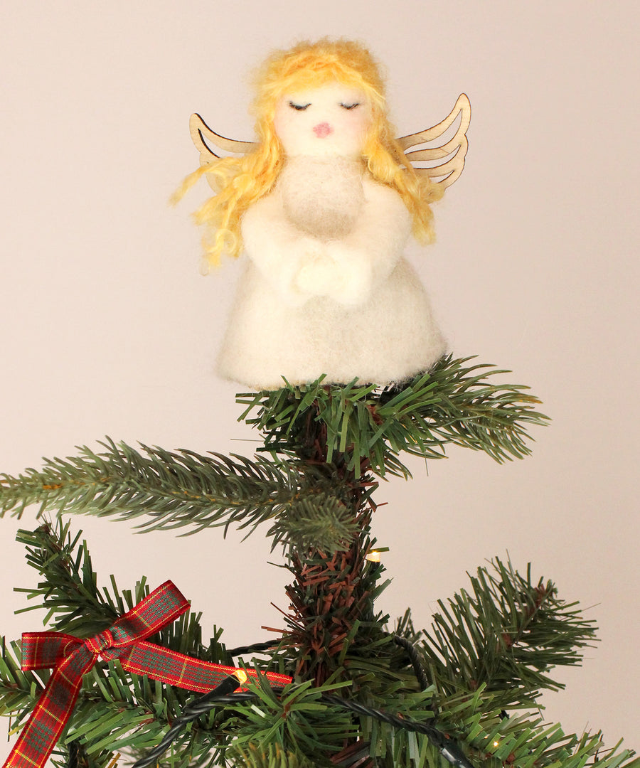 The Makerss - Angel Needle Felt Kit, complete angel as a Christmas Tree topper. 