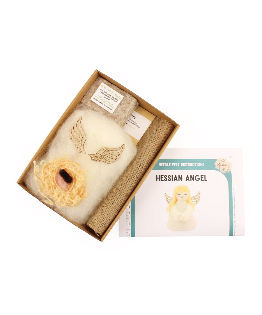 The Makerss - Angel Needle Felt Kit, showing the box contents.