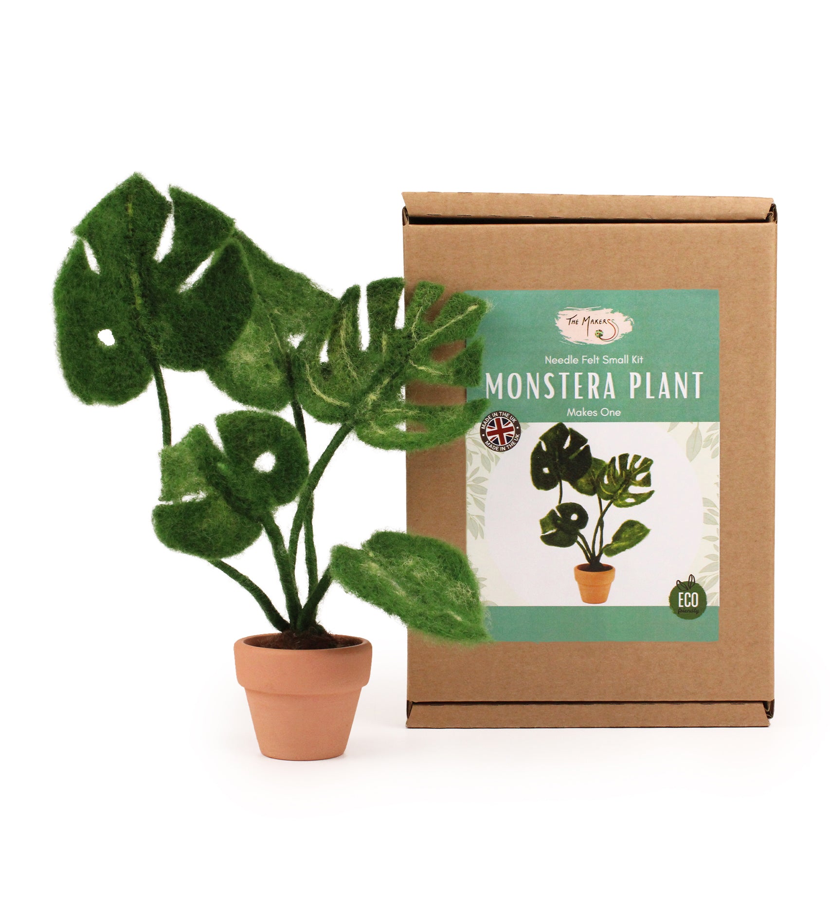 The Makerss - Monstera Plant Small Needle Felt Kit and box