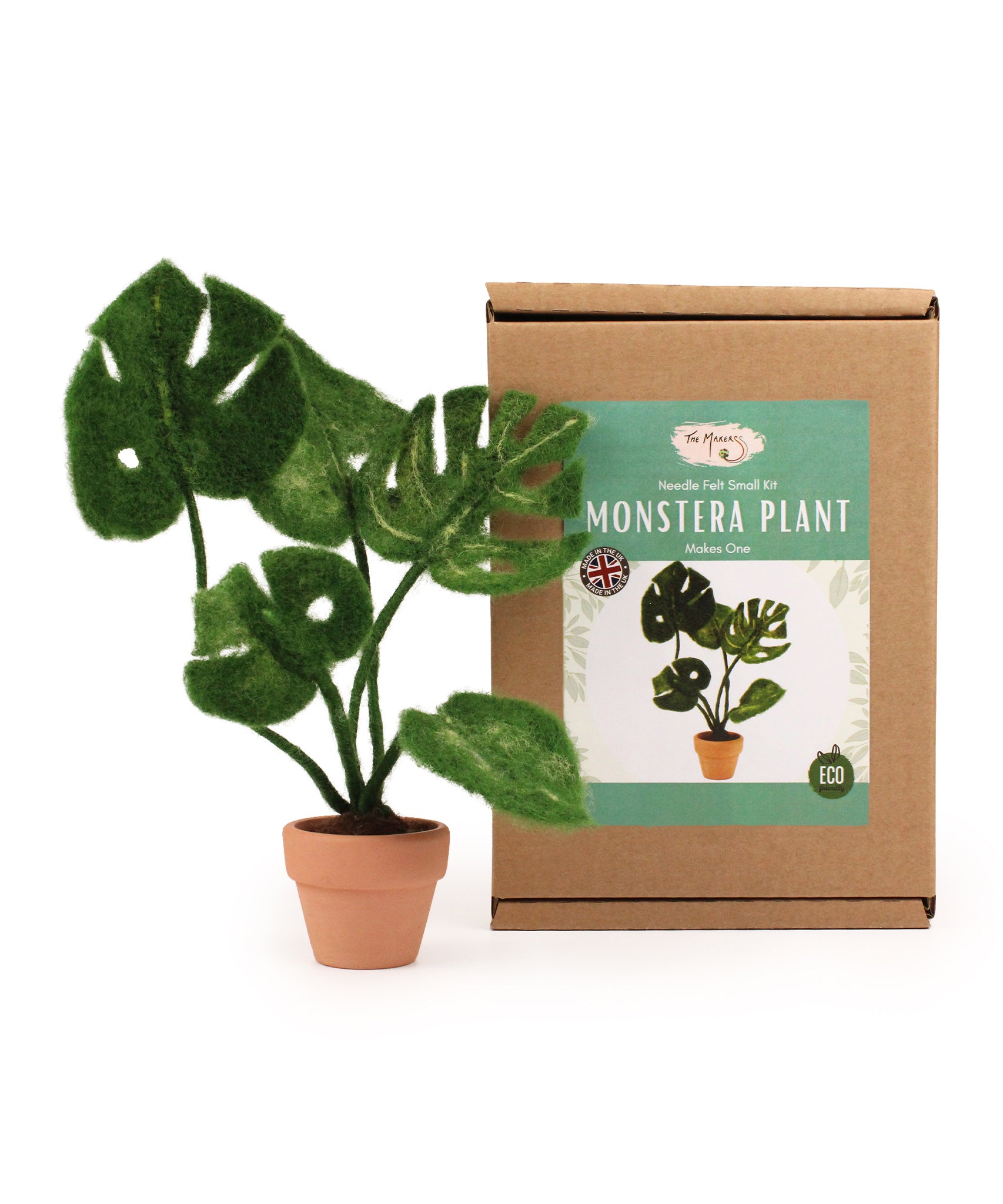 The Makerss - Monstera Plant Small Needle Felt Kit and box