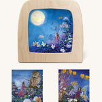 Toverlux StoryLux Silhouette Sets, Little Fairy Can't Sleep by Daniela Drescher. The image shows 3 Magic Lamp silhouettes from the Little Fairy Can't Sleep Set, on a cream background