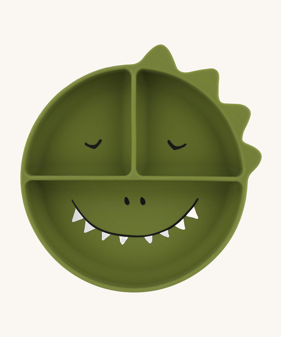 Trixie Animal Friends Silicone Divider Plate, green, Mr Dino. 