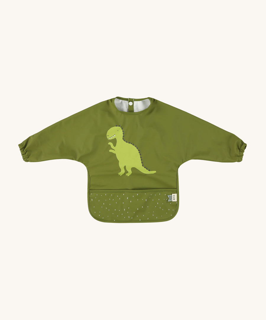 Trixie Animal Friends Waterproof Long Sleeve Bib, green, Mr Dino. 