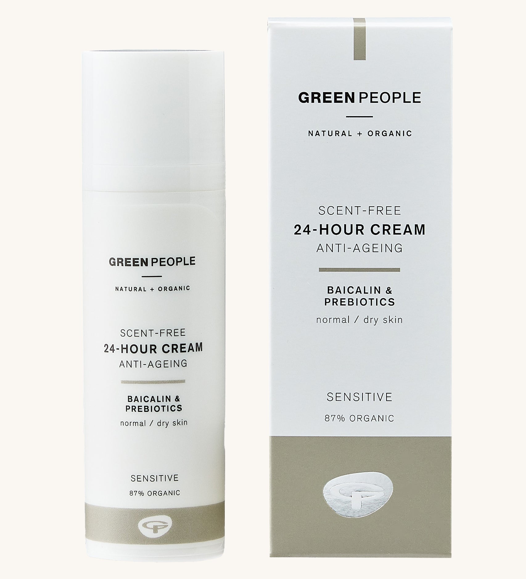 Green People Scent Free 24 Hour Cream pictured on a plain background