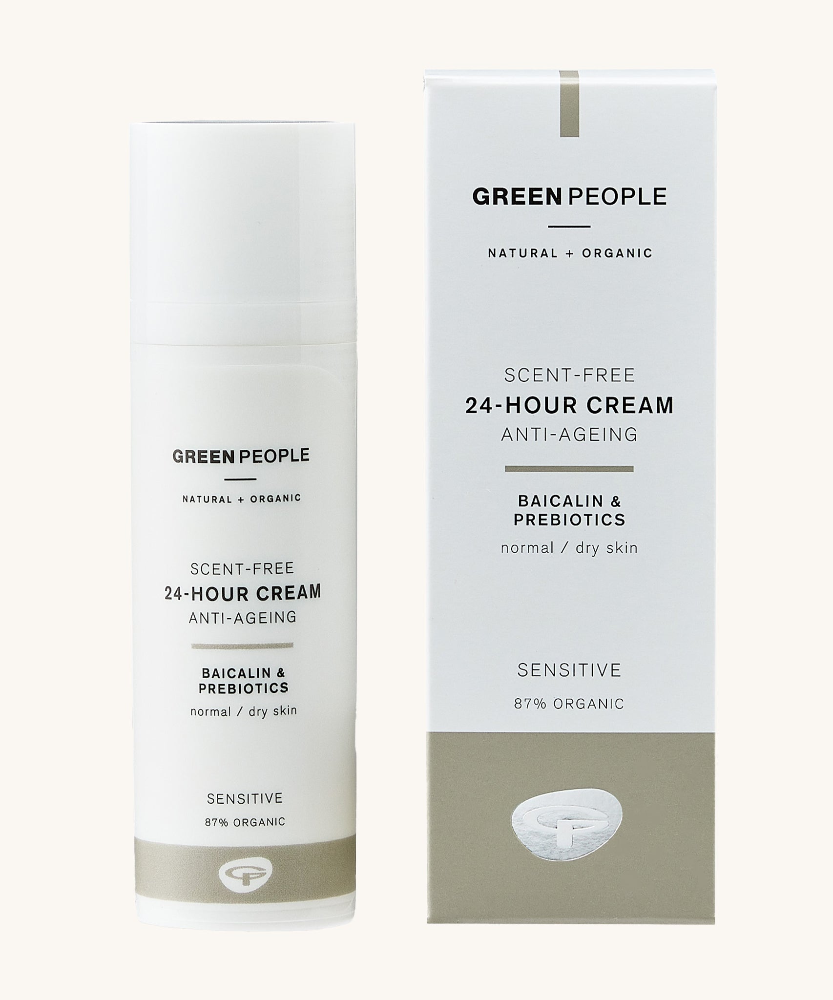 Green People Scent Free 24 Hour Cream pictured on a plain background