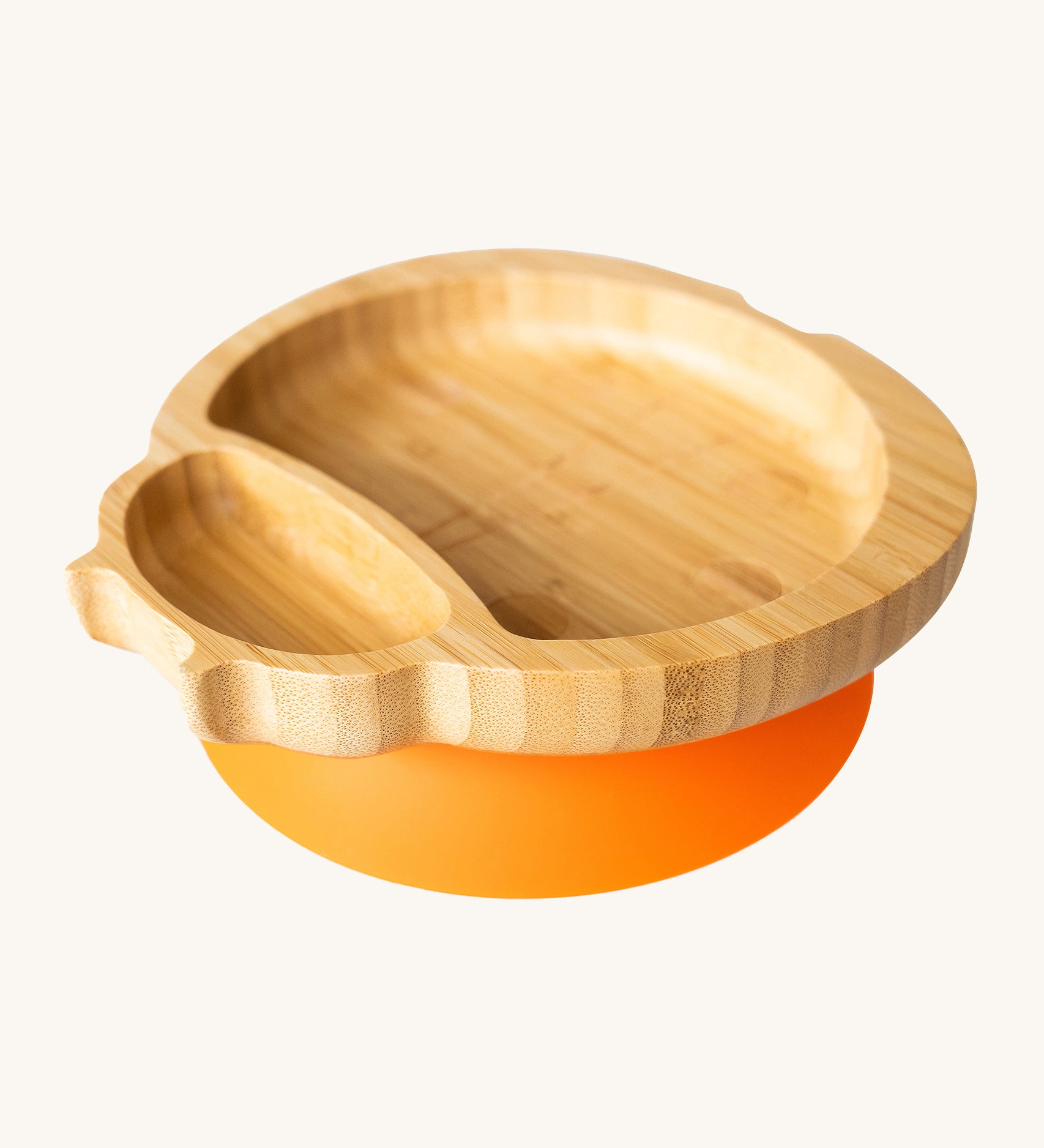 Eco Rascals Ladybird Bamboo Suction Plate with orange silicone base.