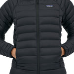 A closer look at the zip on the Patagonia Women's Down Sweater Hoody 