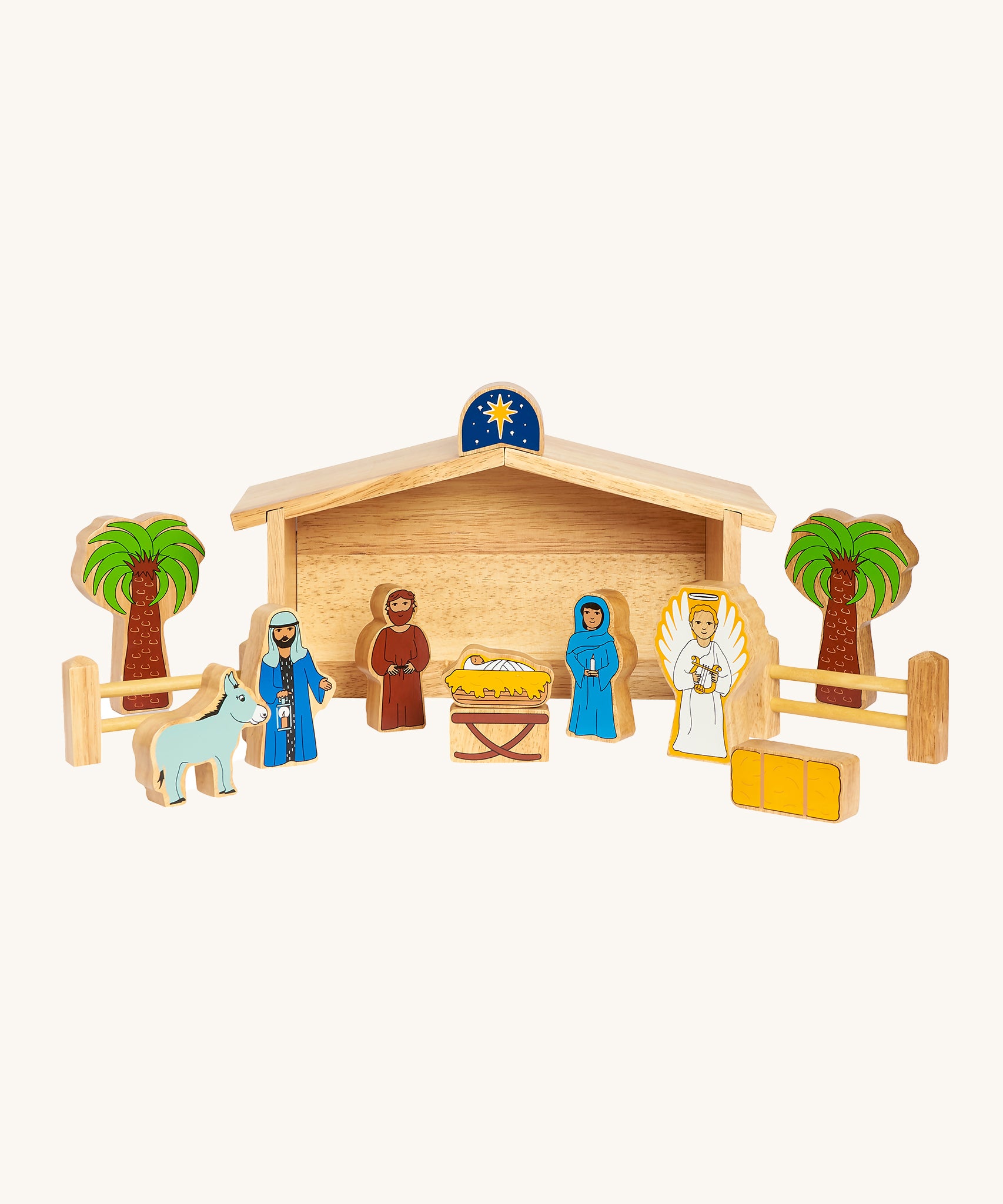 The Lanka Kade Deluxe Nativity Set toy on a cream background