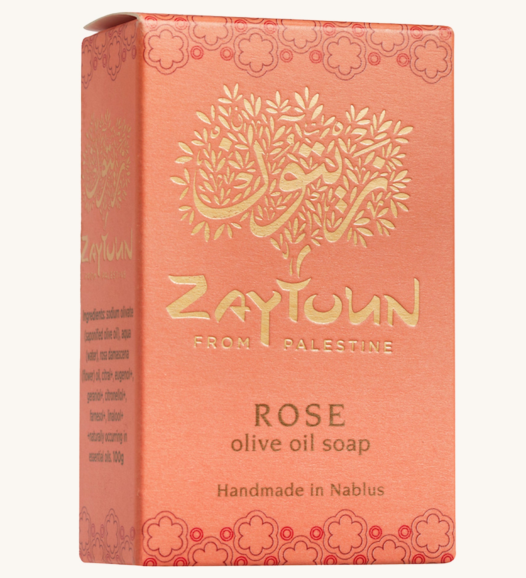 Zaytoun Pure Olive Oil Soap - Rose 100g box