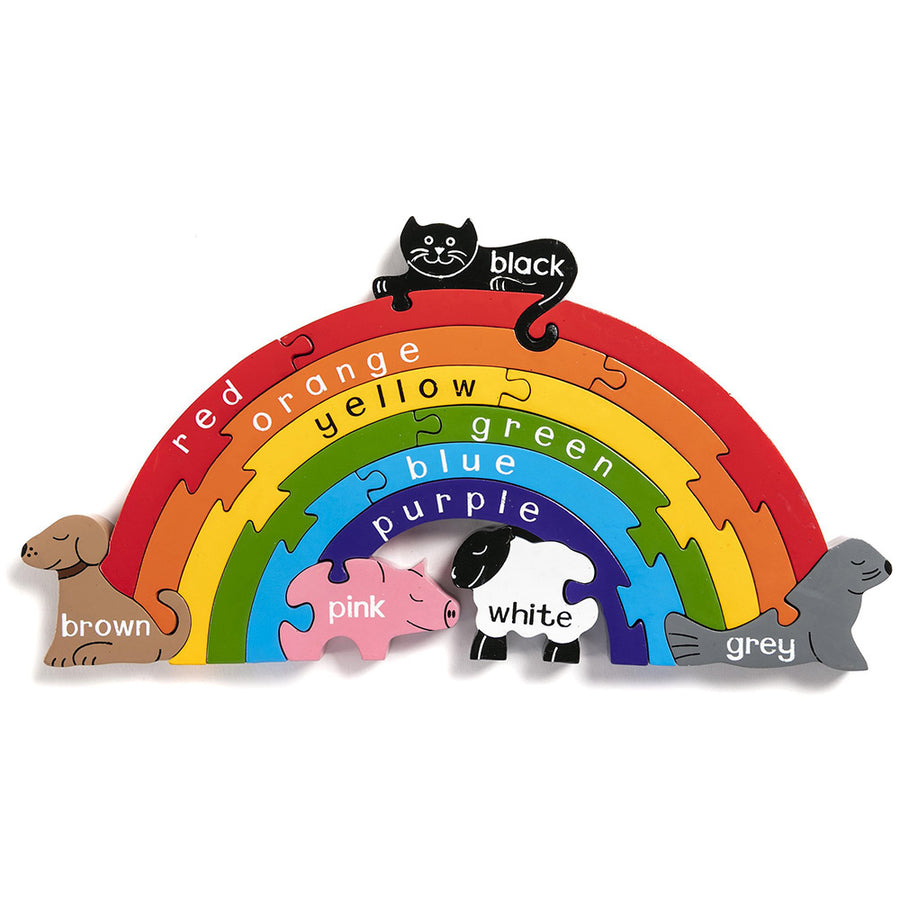 Alphabet Jigsaw eco-friendly wooden Rainbow jigsaw puzzle on a white background