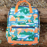 A closer look at the name label on the Frugi Children's Explorers Backpack - Alpine Adventures