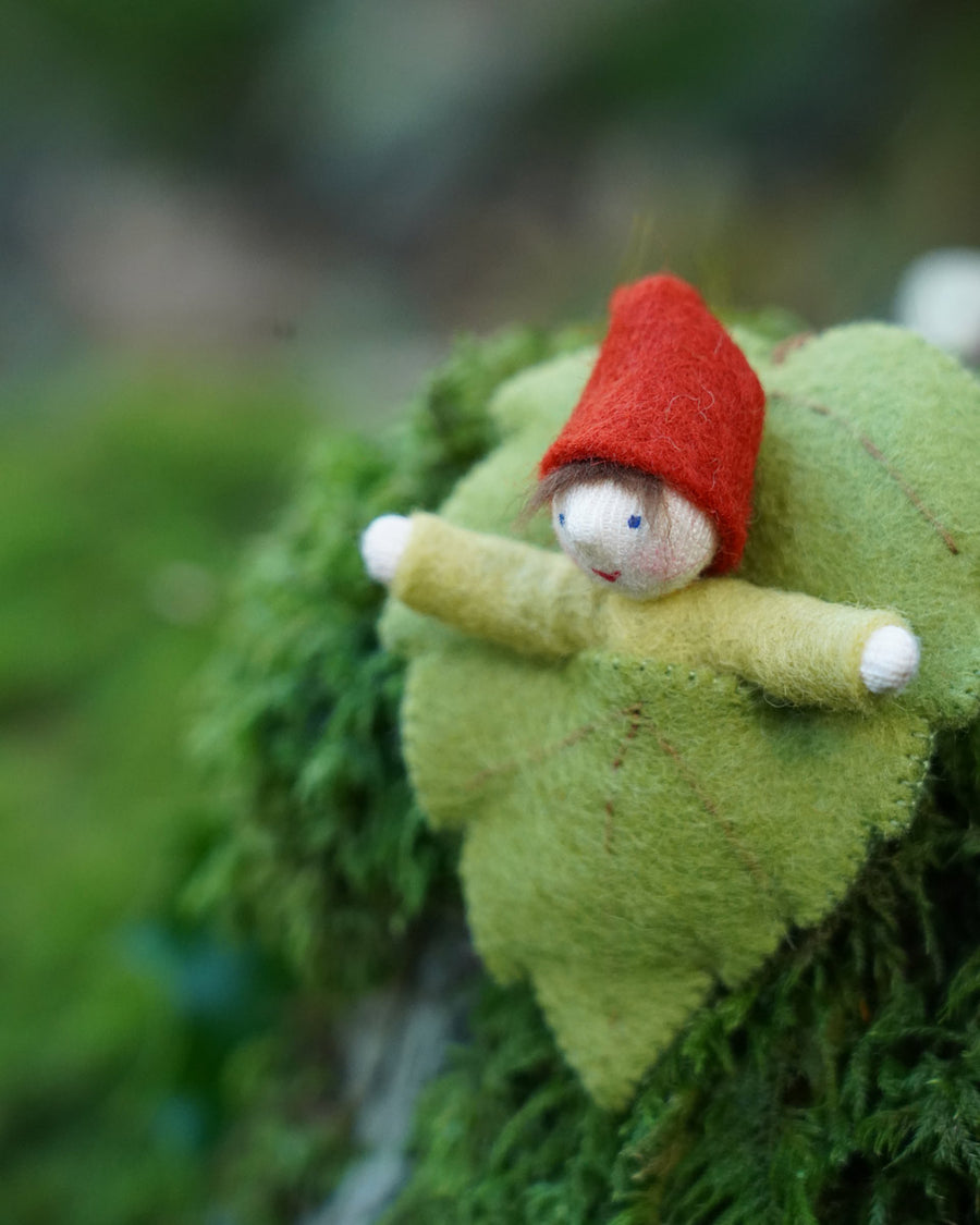 Close up of the ambrosius handmade dwarf baby balanced on some moss