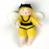 Ambrosius Yellow Bee White Skin Hanging Decoration 6.5cm