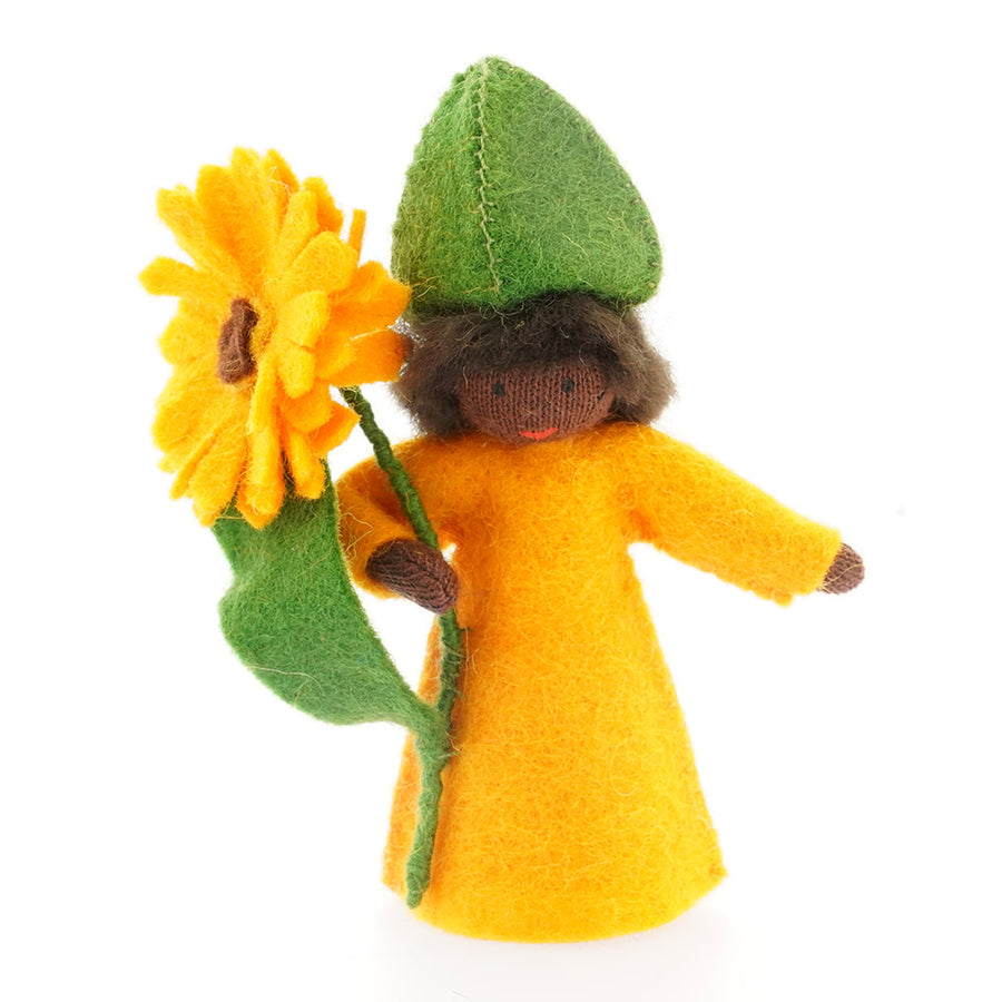 Ambrosius Orange Calendula black skin fairy doll on a white background