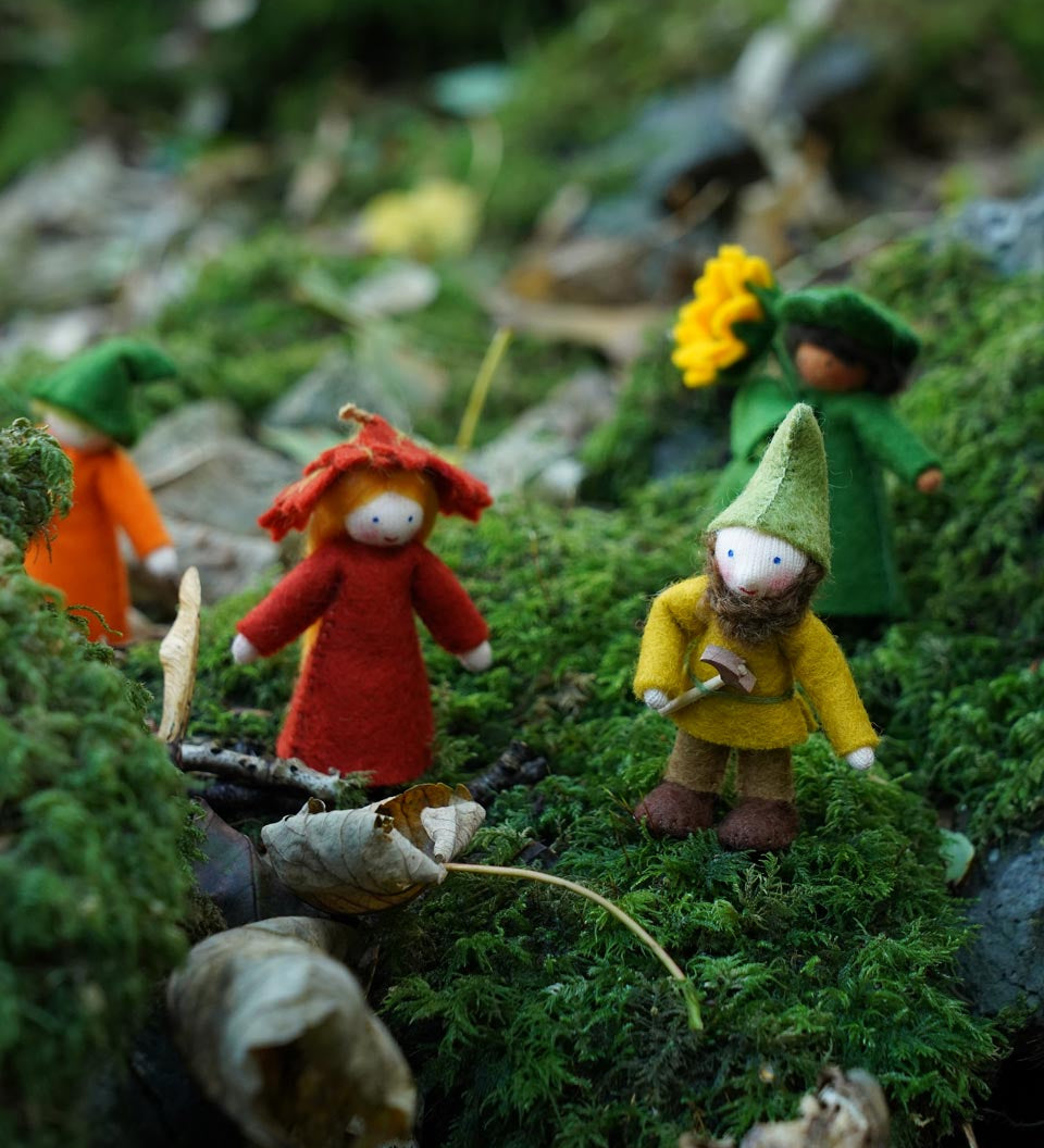 Close up of the Ambrosius rosehip girl stood next to the ambrosius dwarf father on some green moss