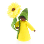 Ambrosius Yellow Calendula black skin fairy doll on a white background