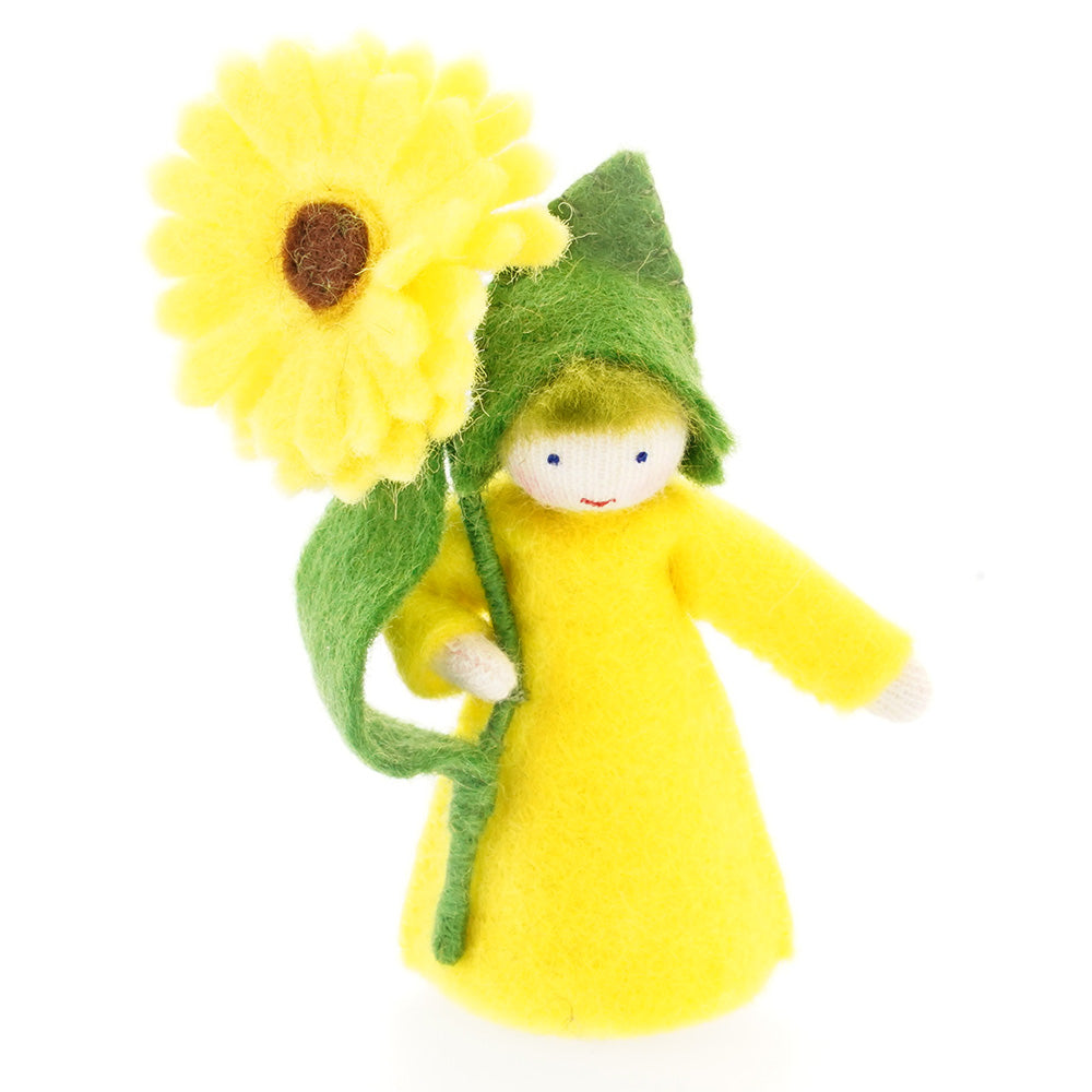 Ambrosius Yellow Calendula white skin fairy doll on a white background