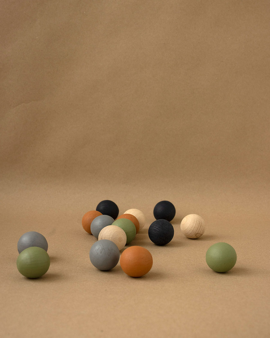 Babai eco-friendly wooden petanque game on a brown background