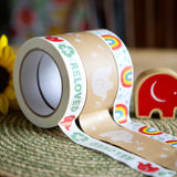 Babipur Reloved design recyclable eco paper tape with wide kraft babipur elephant design parcel tape and rainbow design tape in the background