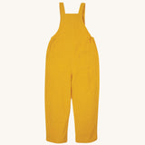 The back of the Kids Organic Cotton Cord Dungarees in Yellow back pocket by Babipur x Frugi