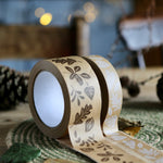 Babipur Wide Kraft Eco Paper Tape - Brown Leaves