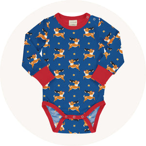 Maxomorra reindeer body on cream background to represent baby vest and bodies at Babipur