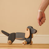 Bajo Dachshund Pull Along Toy - Black Oak