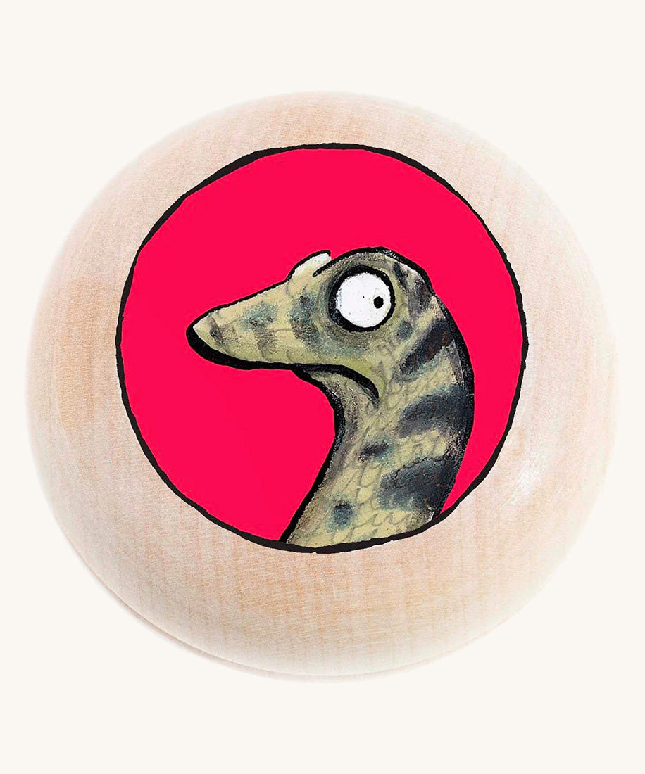 Bajo Gruffalo children's wooden snake magnet on a cream background