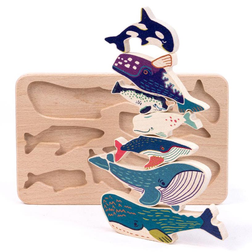 bajo wooden toy whale sorter