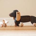 Bajo Dachshund Pull Along Toy - Black Oak