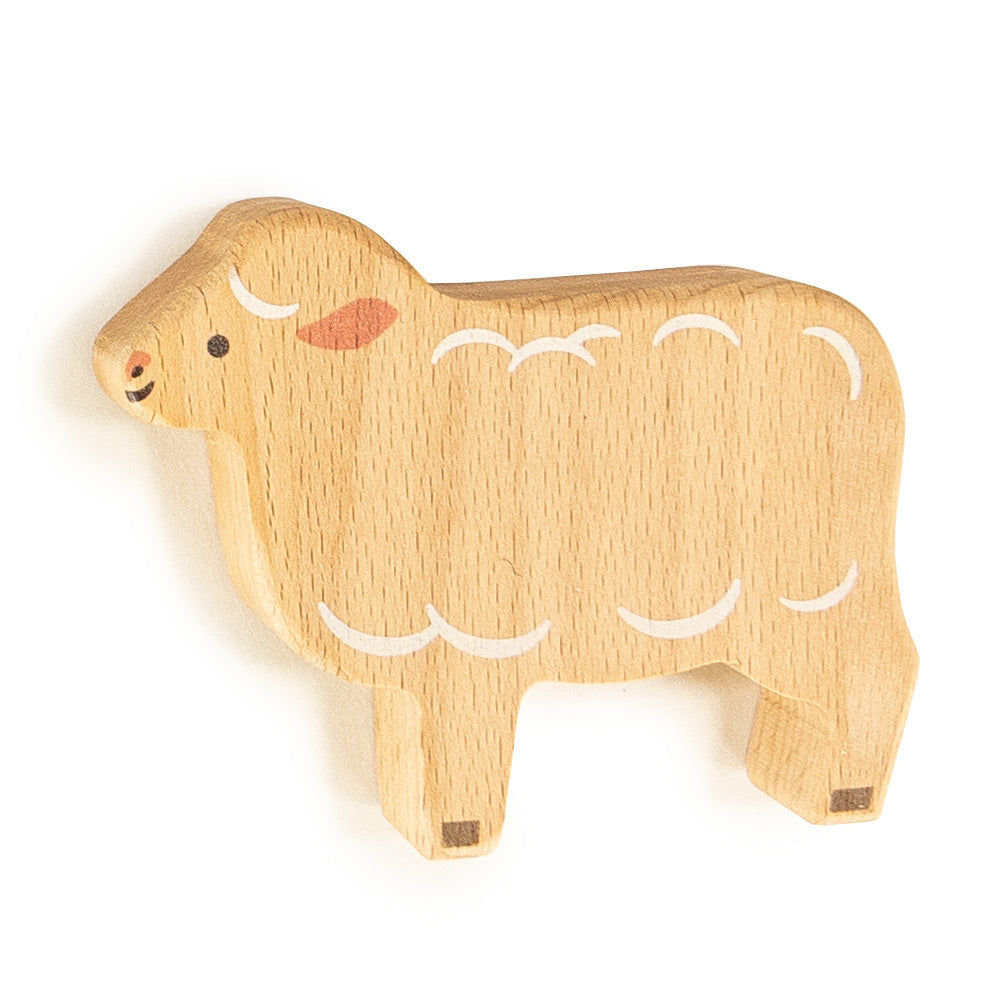 Bajo children's natural wooden calf animal figure on a white background