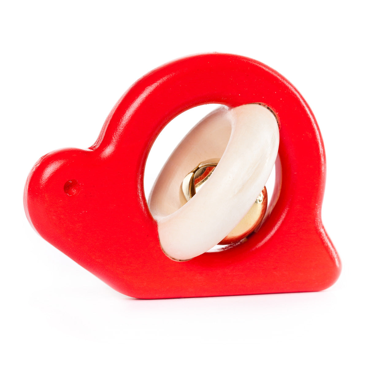 Bajo plastic-free red wooden snail baby rattle on a white background