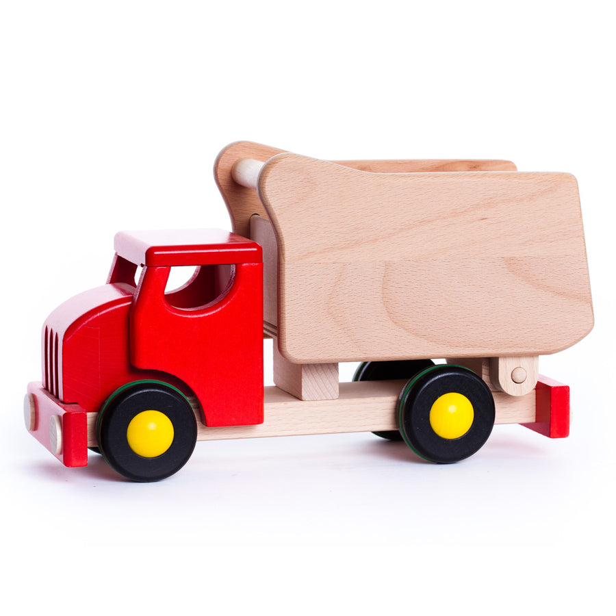 Bajo kids wooden shape sorting tipper lorry on a white background